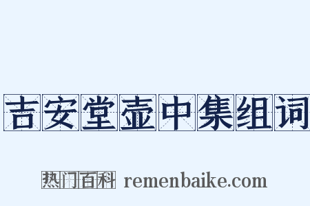 吉安堂壶中集组词是什么意思的图片